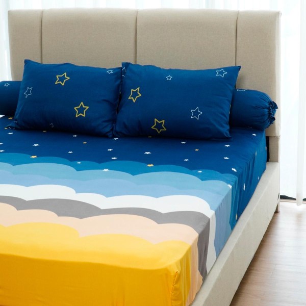 Kintakun sprei flat 180x200 king azura dluxe microtex 20 cm biru