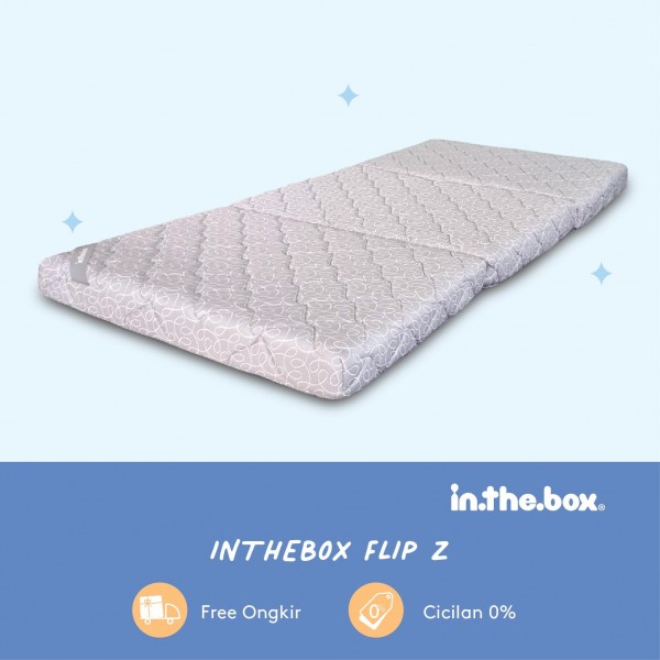 Kasur Lipat Lantai IN THE BOX FLIP Z - gratis bantal & tas kasur lipat 200 x 200 cm abu-abu
