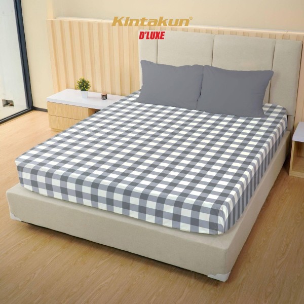 Kintakun sprei flat 180x200 nuraga aesthetic dluxe microtex 20 cm abu