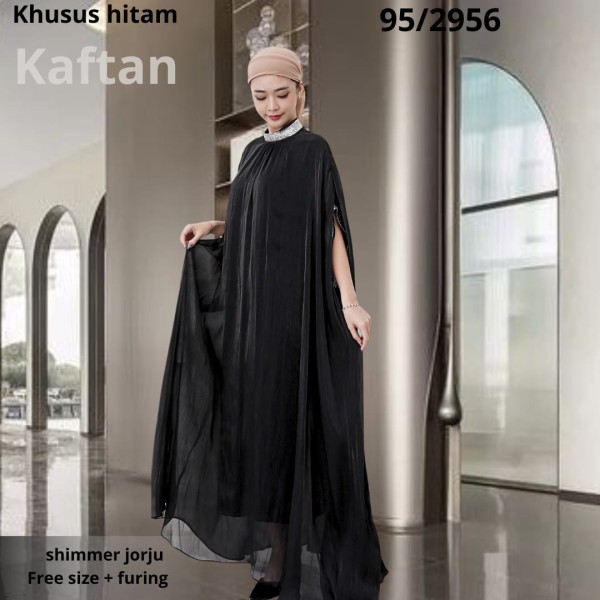 Kaftan Shimmer Polos Hitam