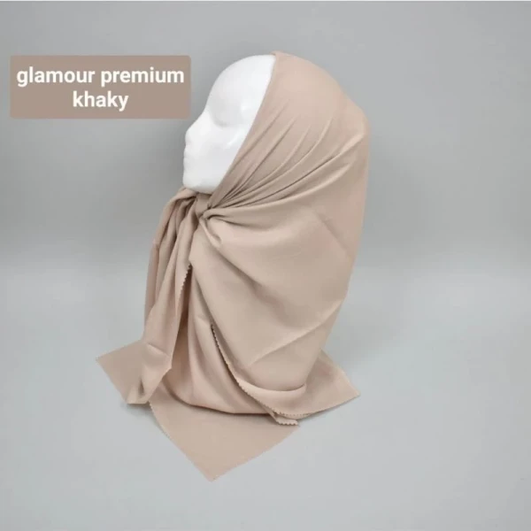 KERUDUNG SINAR GLAMOUR PREMIUM SEGIEMPAT SQUARE HIJAB WARNA KHAKI
