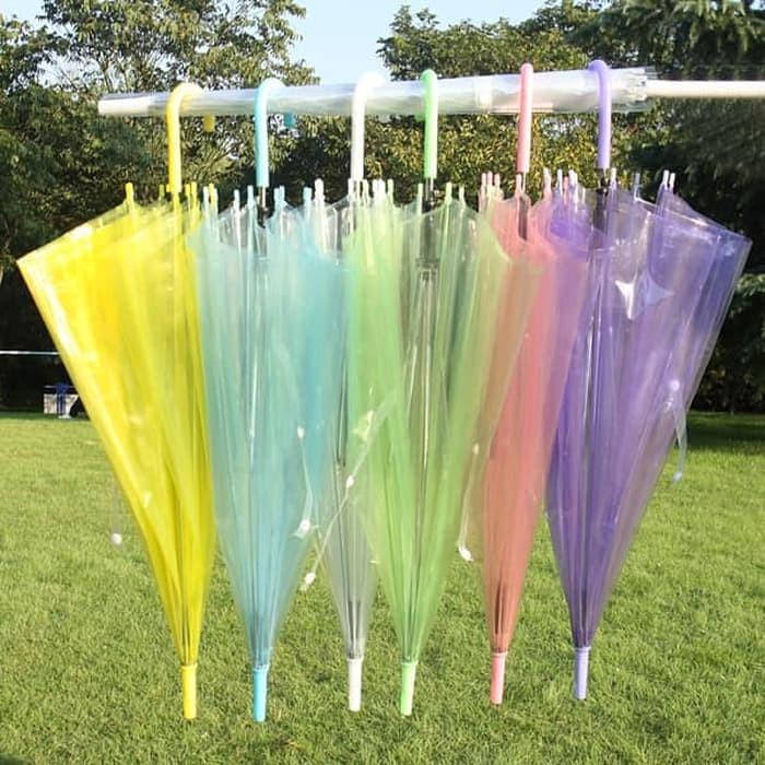 Blooming_Deal - Payung Korea Payung Transparan Polos / Umbrella Payung Bening Warna PAYUNGBENING RANDOM