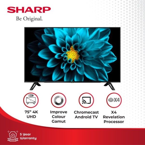 SHARP LED TV 75 Inch 4TC75EK2X Android TV 11 UHD 4K