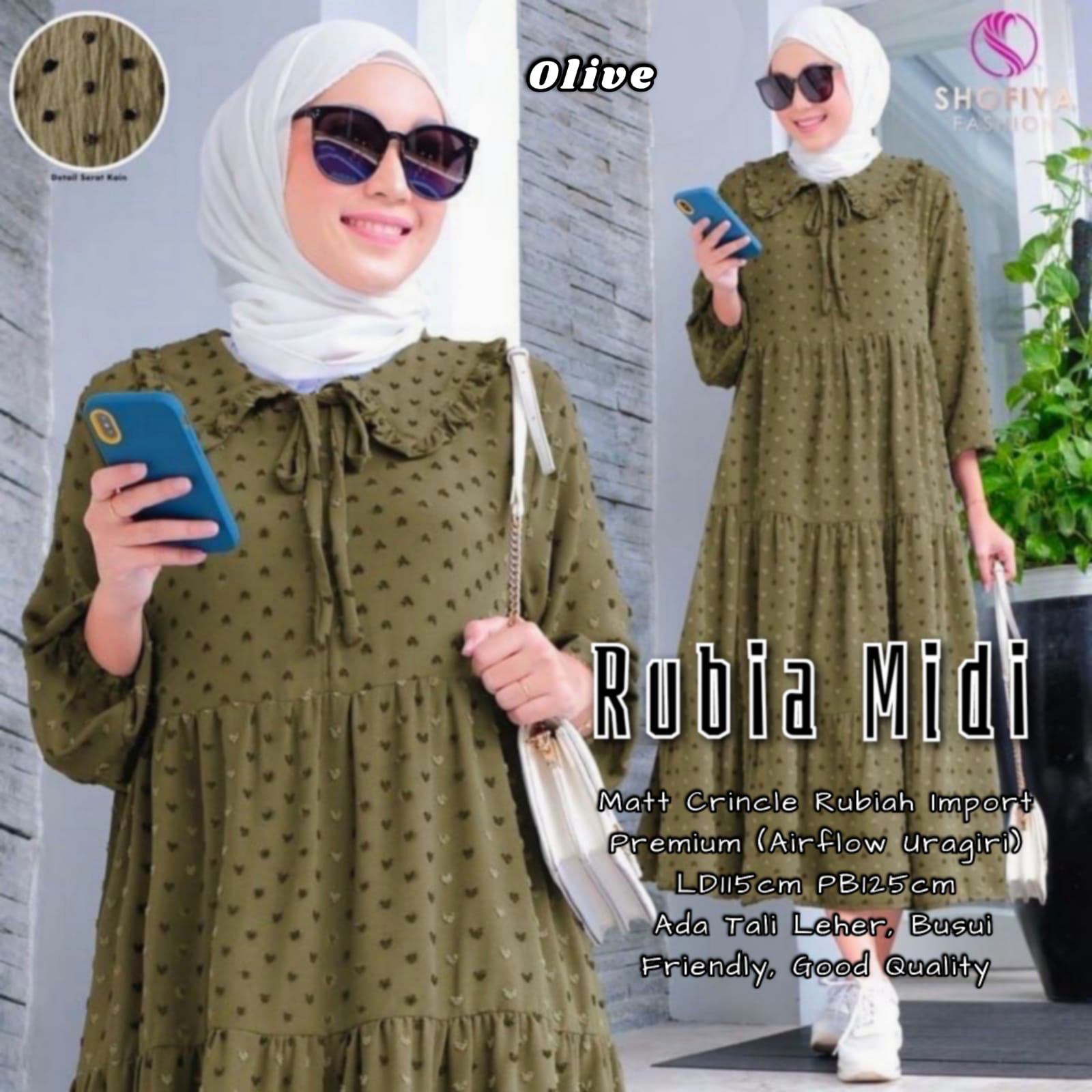 gamis RUBIA MIDI DRESS olive