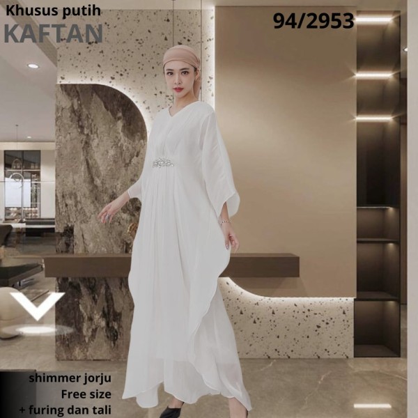 Kaftan Shimmer Bunga Putih