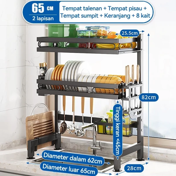 Rak 2 tingkat panjang 65 cm