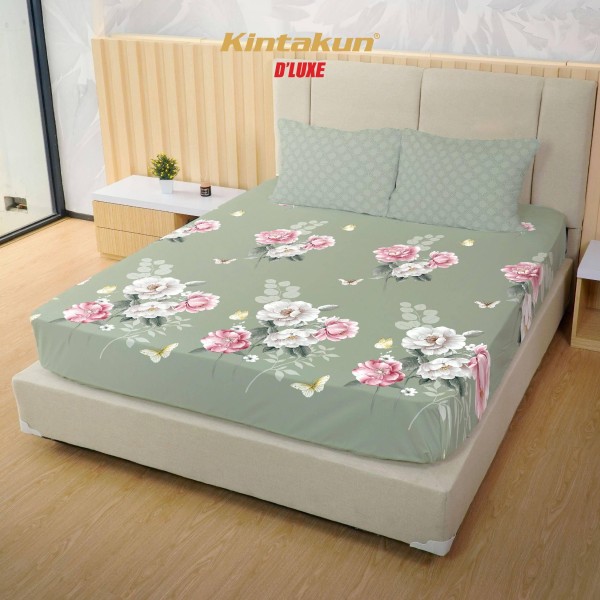 Sprei kintakun flat 180x200 damara bungan dluxe microtex 20cm hijau