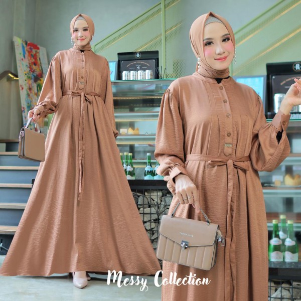 Gamis Messy Belt Cokelat
