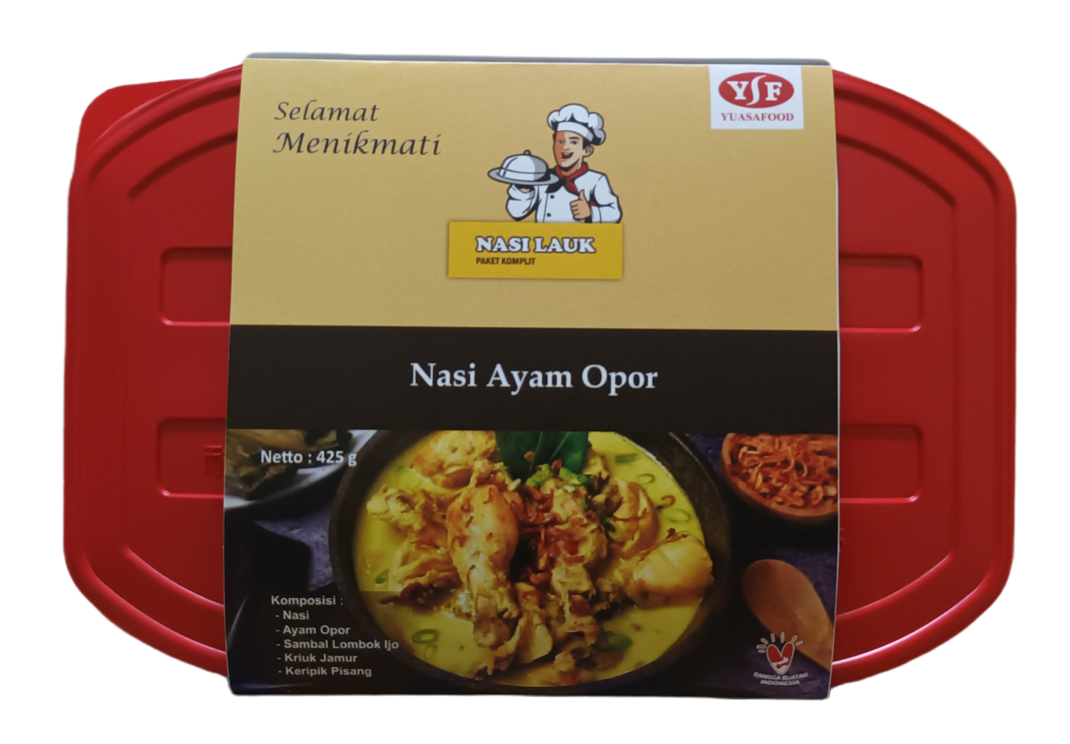 nasi lauk-nasi ayam kecap-makanan siap saji dengan pemanas